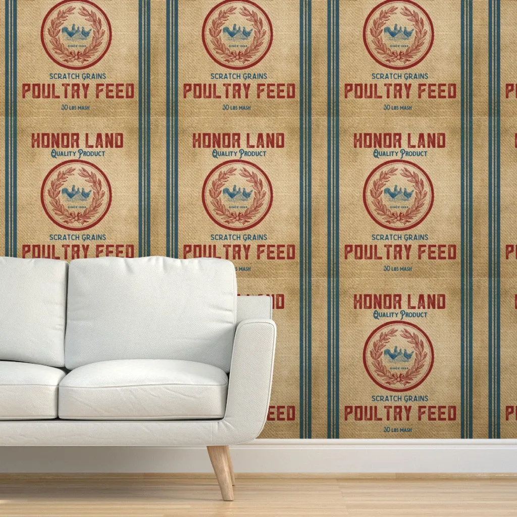 Feed Sack Poultry Peel and Stick Wallpaper - Red product