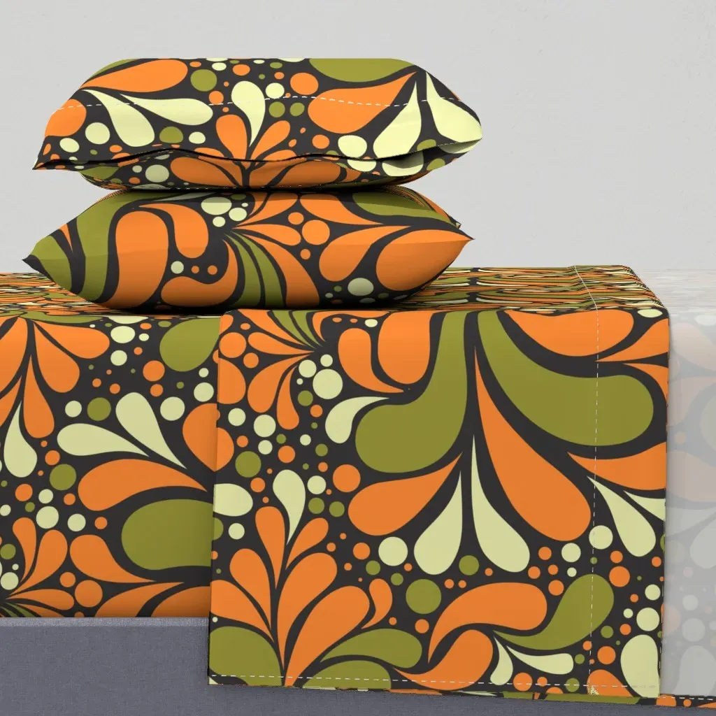 Feelin' Groovy Avocado Shag King Sheet Set - Orange product