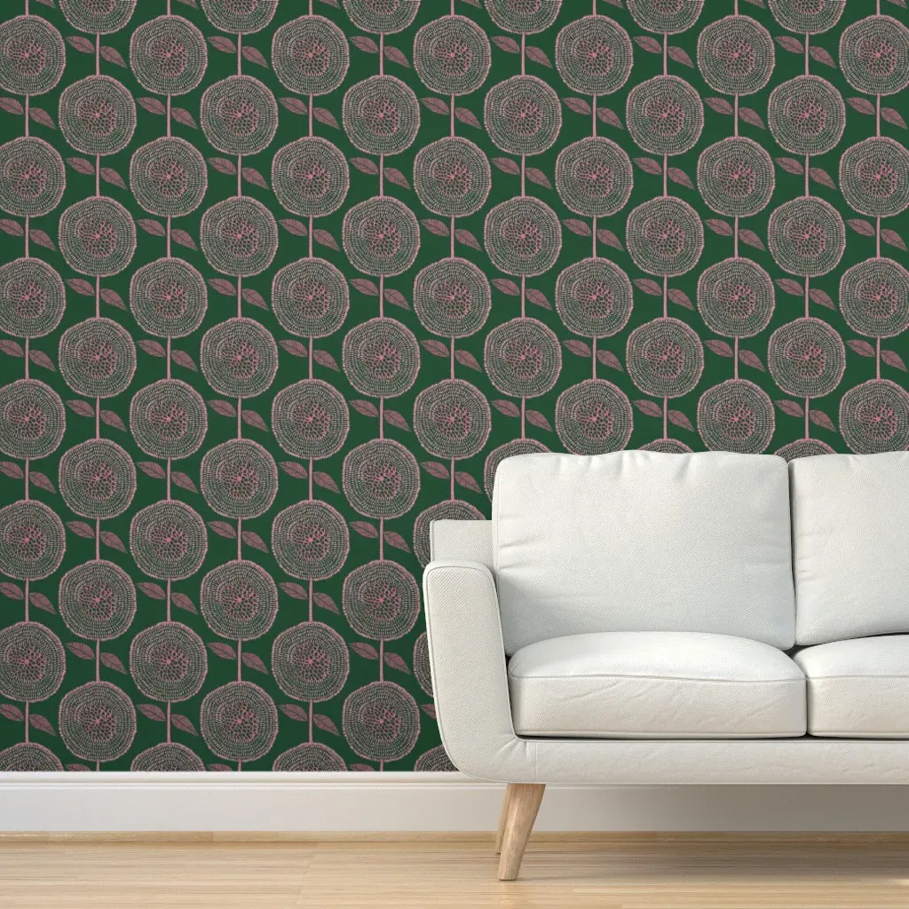Felice Florals Peel and Stick Wallpaper - Green, Pink product