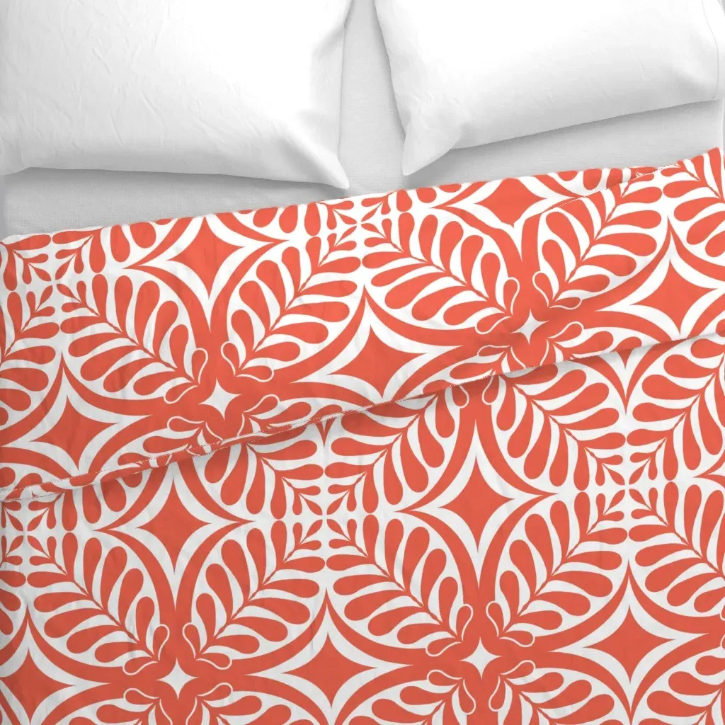 Fern Block Duvet Cover - Coral alternate view