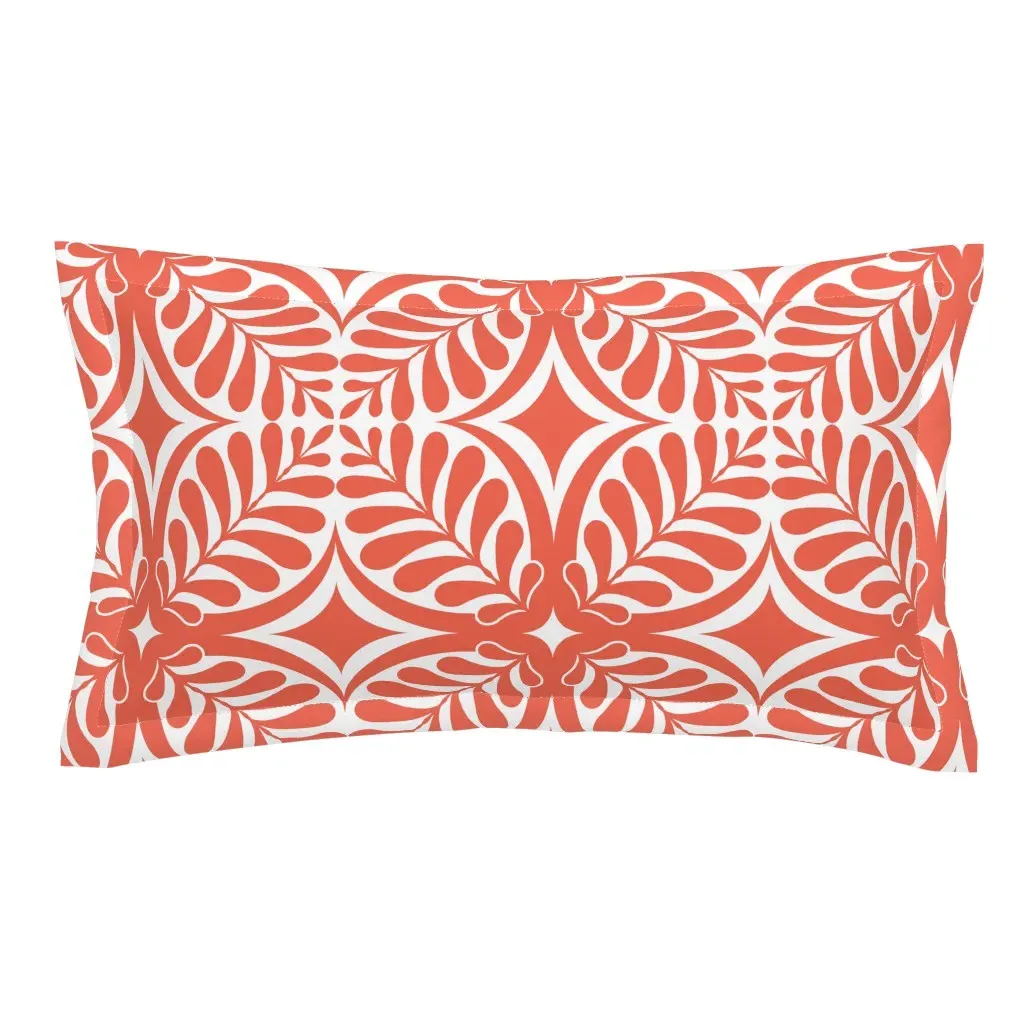 Fern Block King Pillow Sham - Coral product