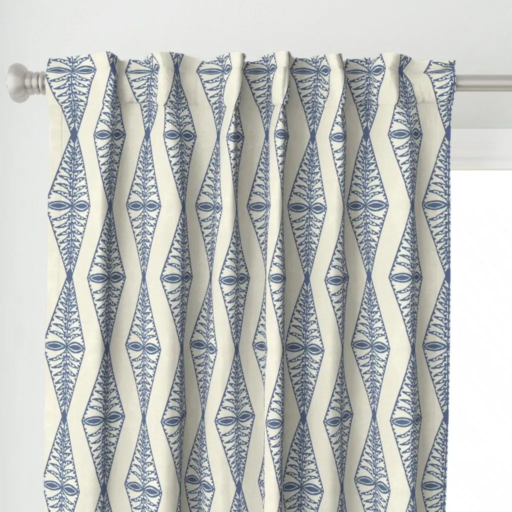Fern Chevron Curtain Panel - Navy Blue alternate view