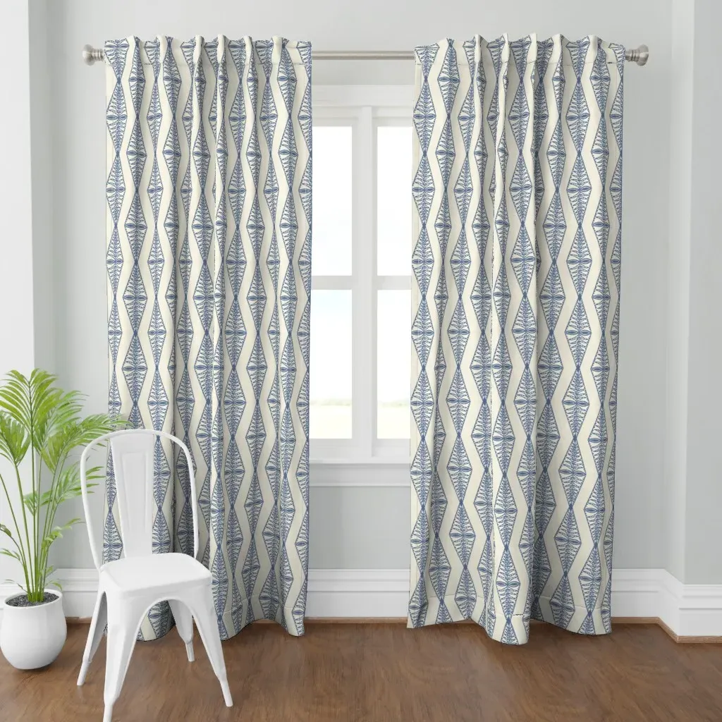 Fern Chevron Curtain Panel - Navy Blue product