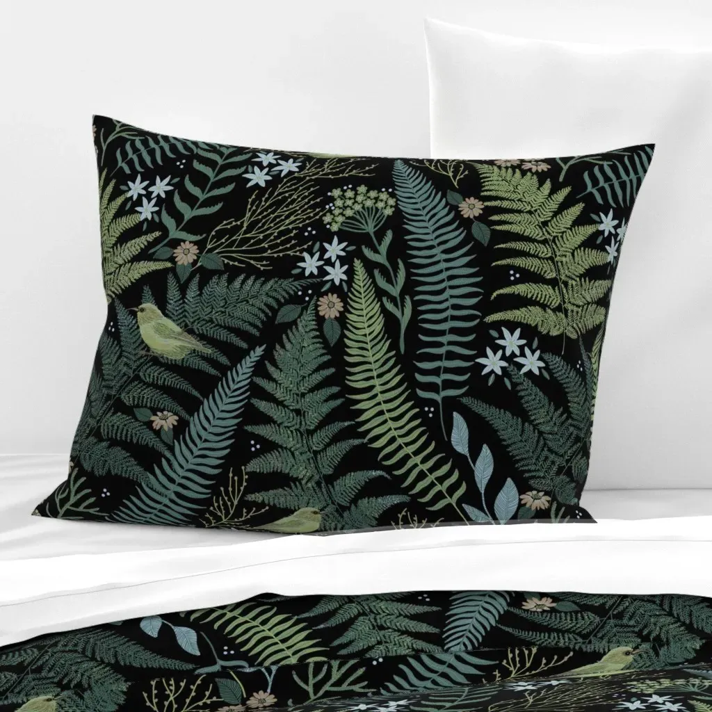 Fern Forest Standard Knife Edge Cushion Cover - Green, Cotton Sateen product