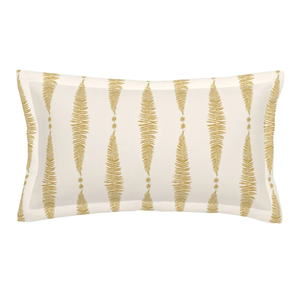 Fern Leaf Vertical Stripe King Pillow Sham - Gold, Cream product