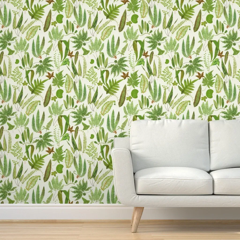 Fern Leaves Wild Garden Peel and Stick Wallpaper - Green product