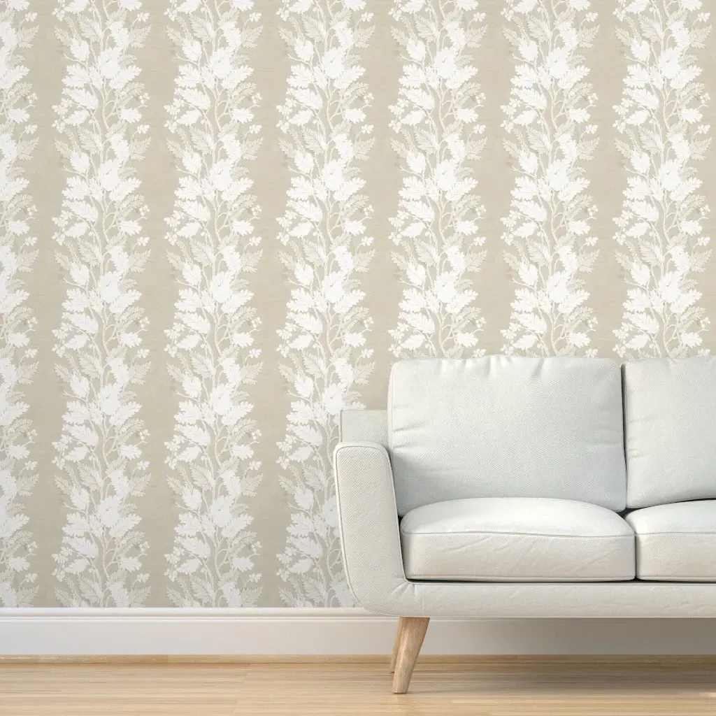 Fern Stripe II Peel and Stick Wallpaper - White product