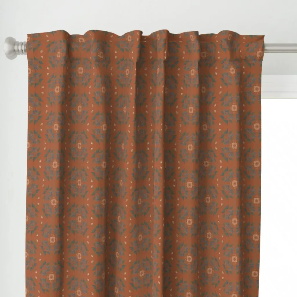Ferndale On Rust Curtain Panel - Terracotta alternate view