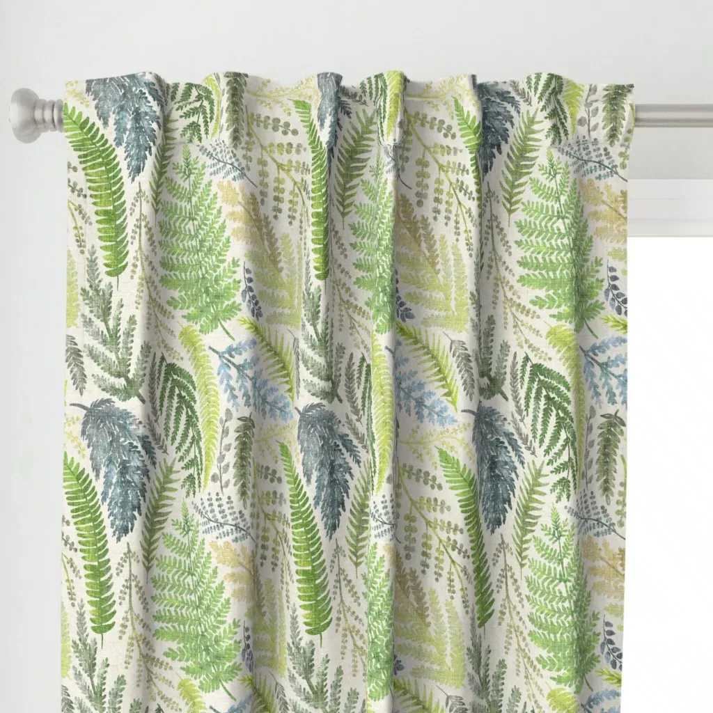 Ferns And Weeds Curtain Panel - Green alternate view