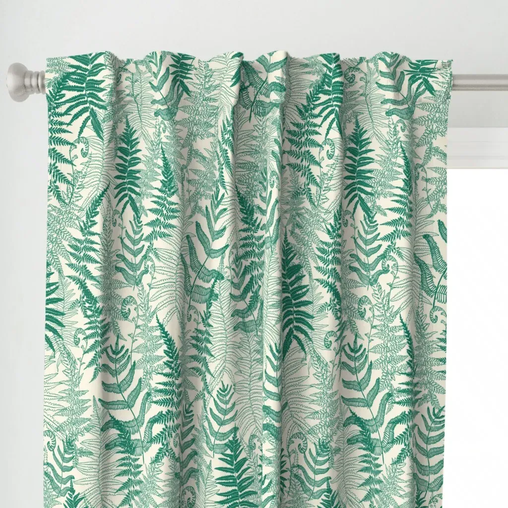 Ferns Curtain Panel - Teal alternate view