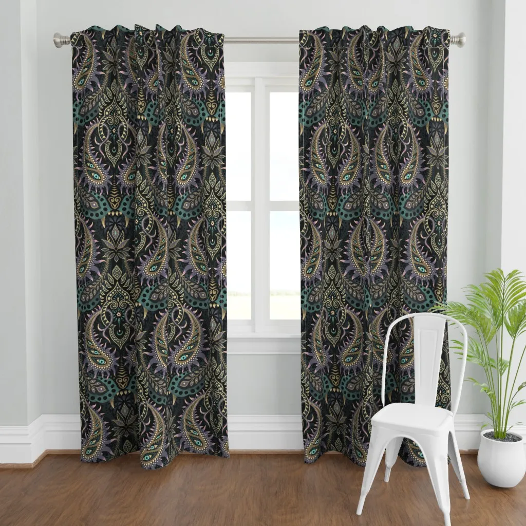 Ferocious Paisley Deep Curtain Panel - Teal product