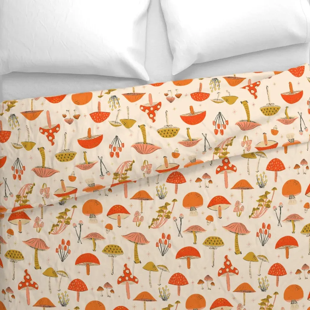 Festive Glittery Mushrooms Duvet Cover - Orange alternate view