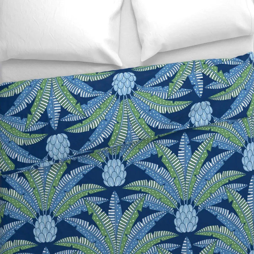 Festive Palm Fan Duvet Cover - Blue alternate view