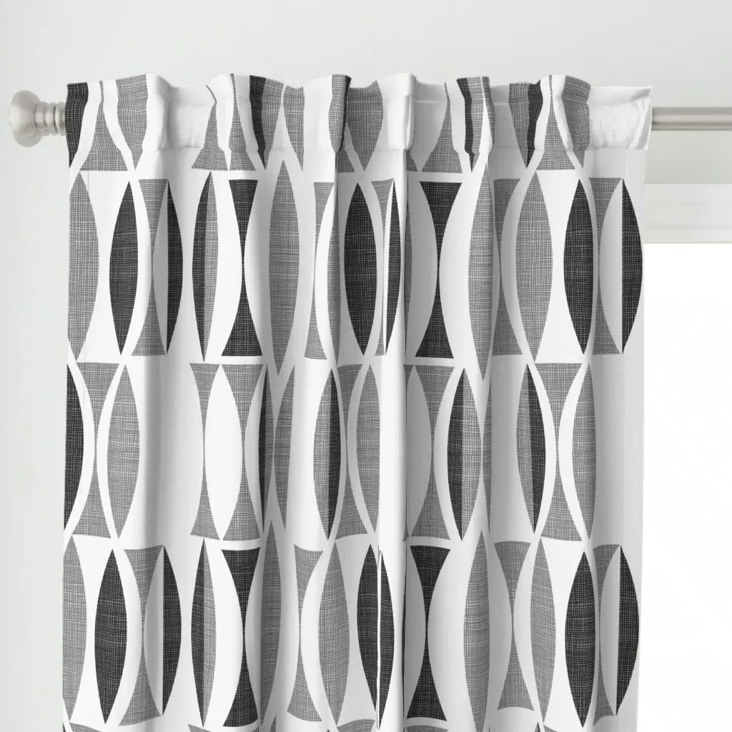 Field In Black And White Curtain Panel - Dark Gray alternate view