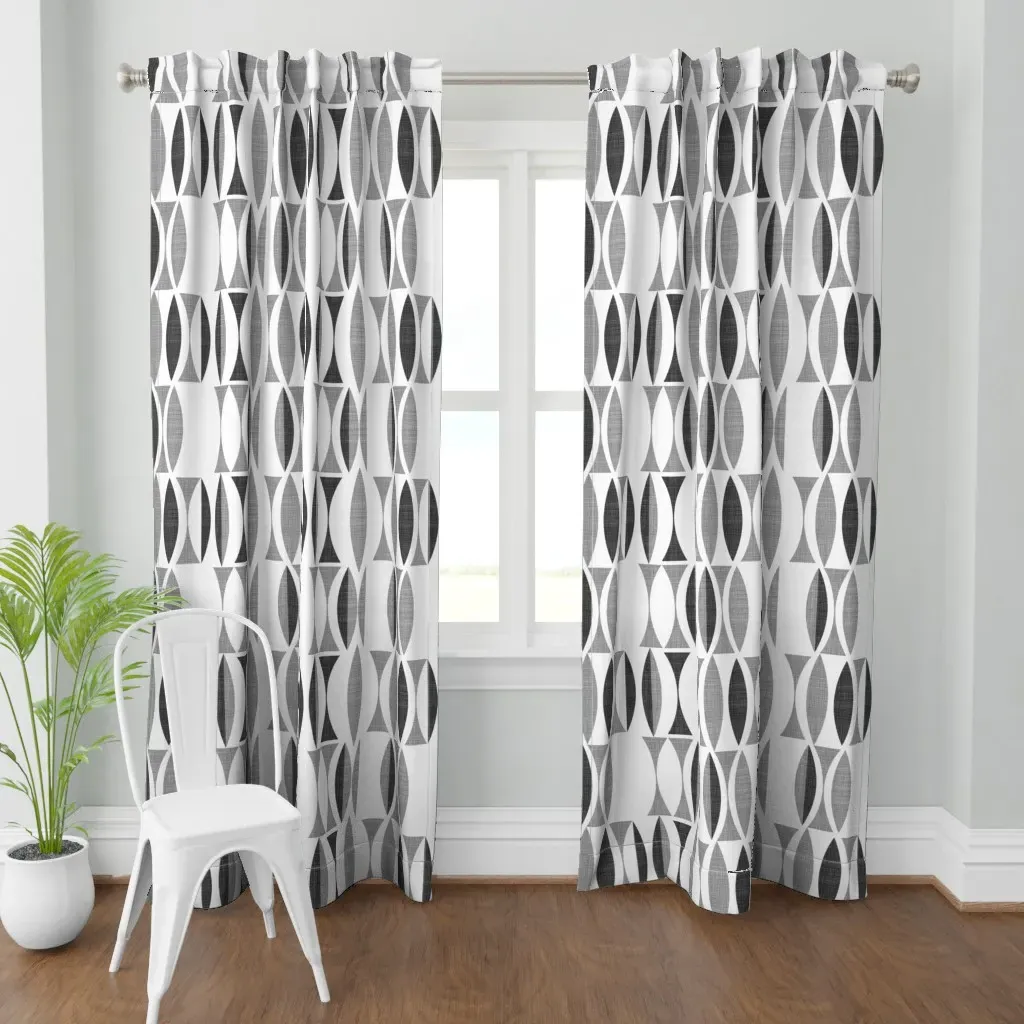 Field In Black And White Curtain Panel - Dark Gray product