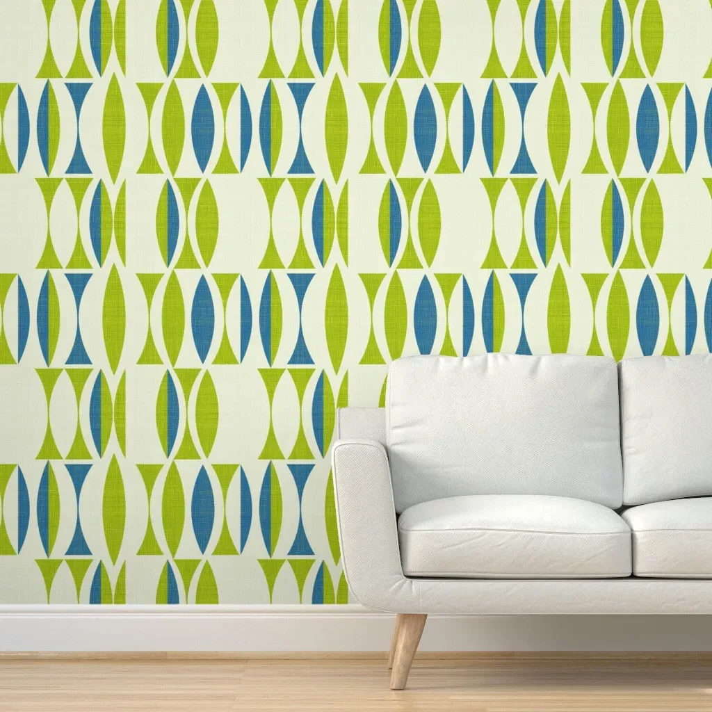 Field In Blue Green Peel and Stick Wallpaper - Green, Blue product