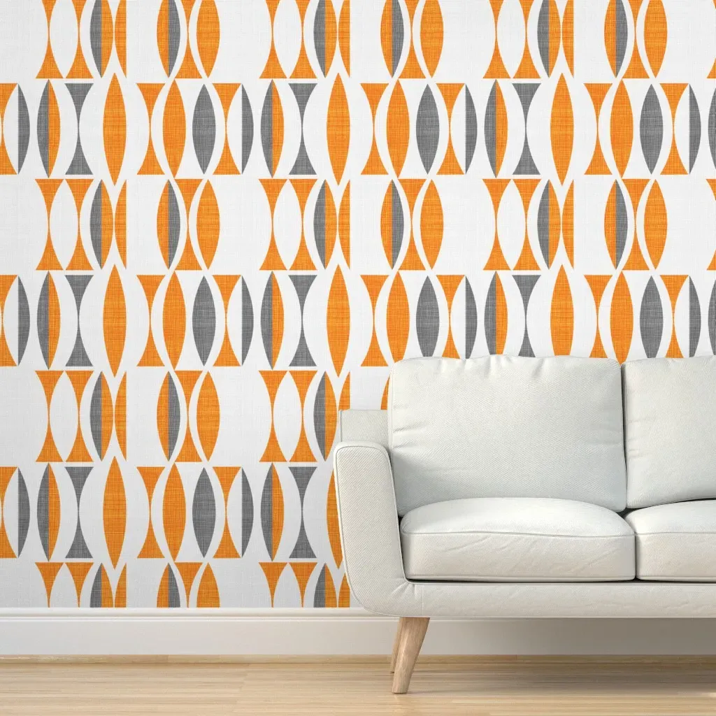 Field In Orange Peel and Stick Wallpaper - Gray, Orange product