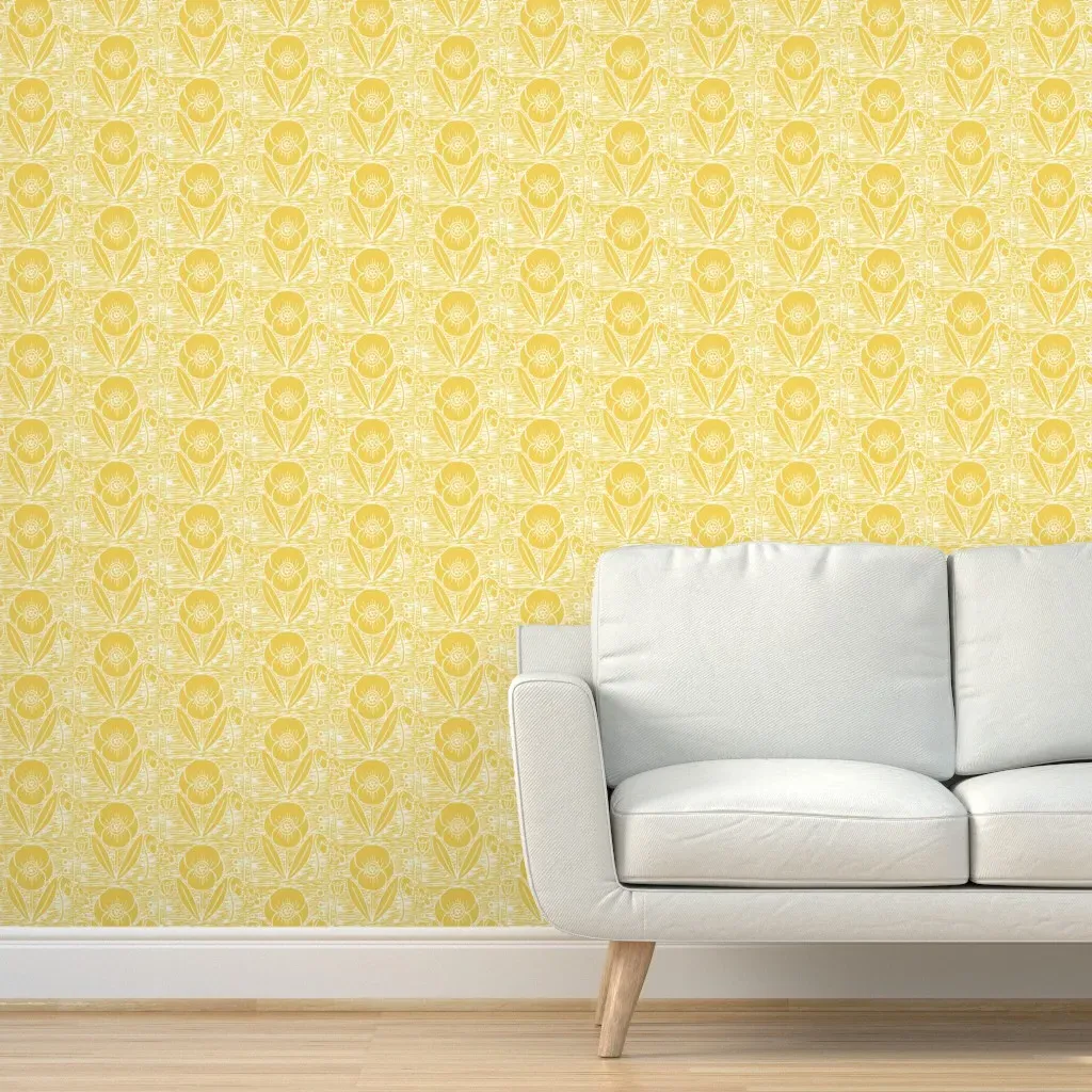 Field Poppy Peel and Stick Wallpaper - Golden Yellow product