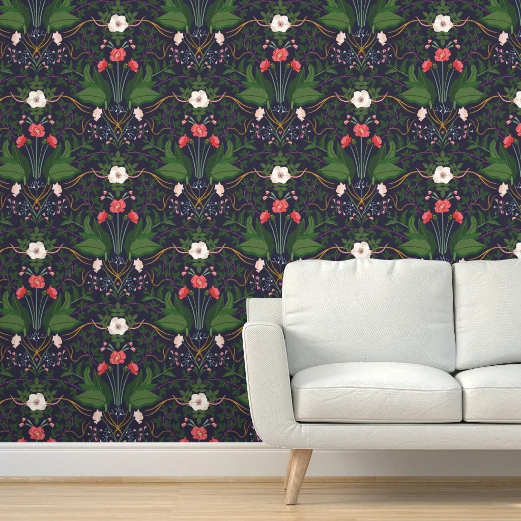 Fierce Flora U.S. Botanic Garden Peel and Stick Wallpaper - Dark Teal product