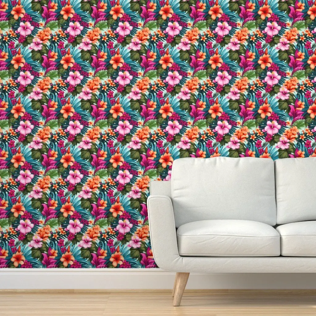 Fiji Tropical Burst Peel and Stick Wallpaper - Pink product
