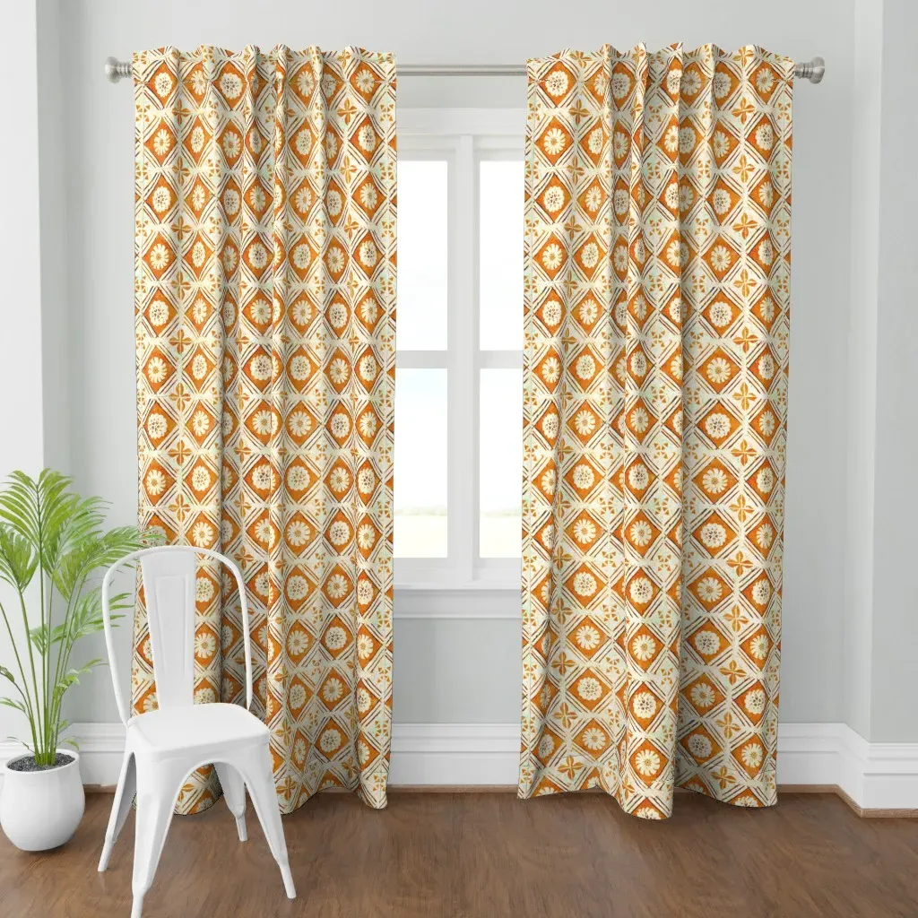 Fijian Tapa 2C Curtain Panel - Orange product