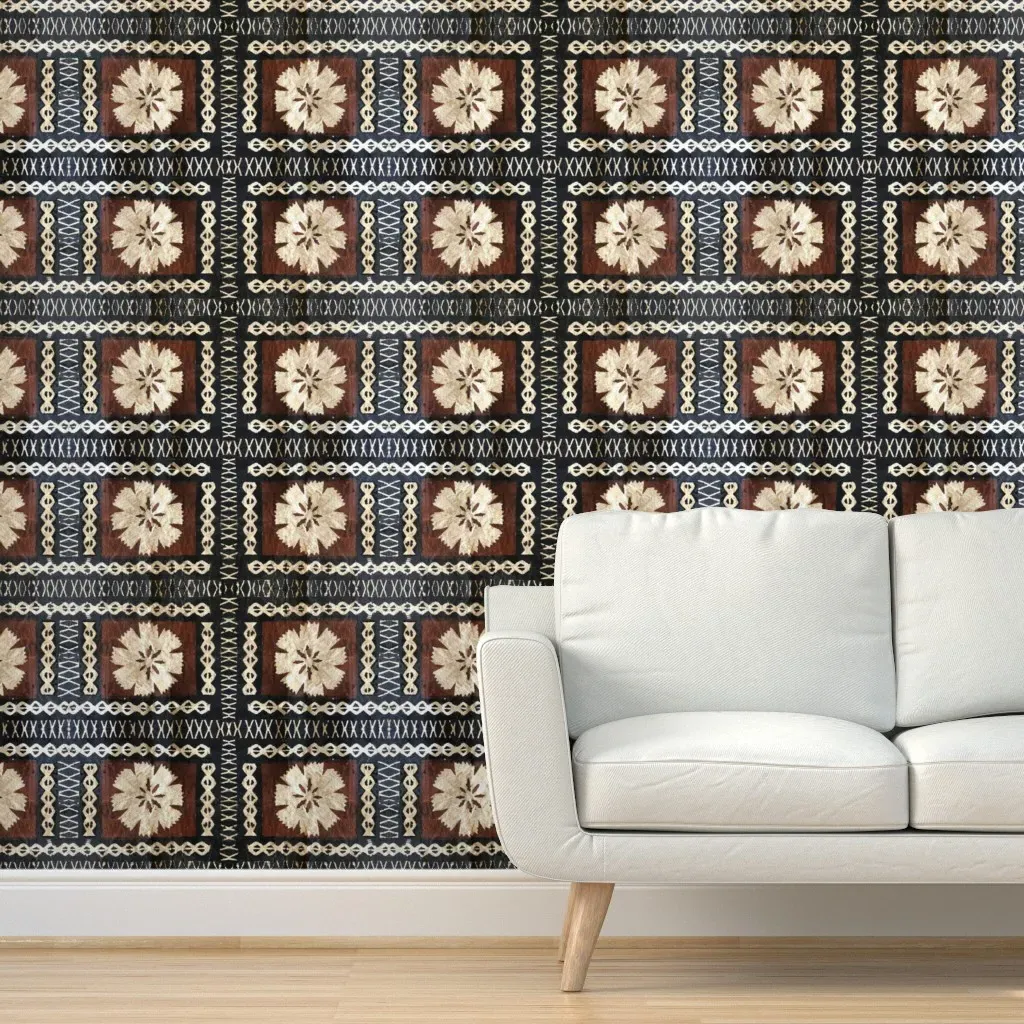 Fijian Tapa Cloth Peel and Stick Wallpaper - Brown product