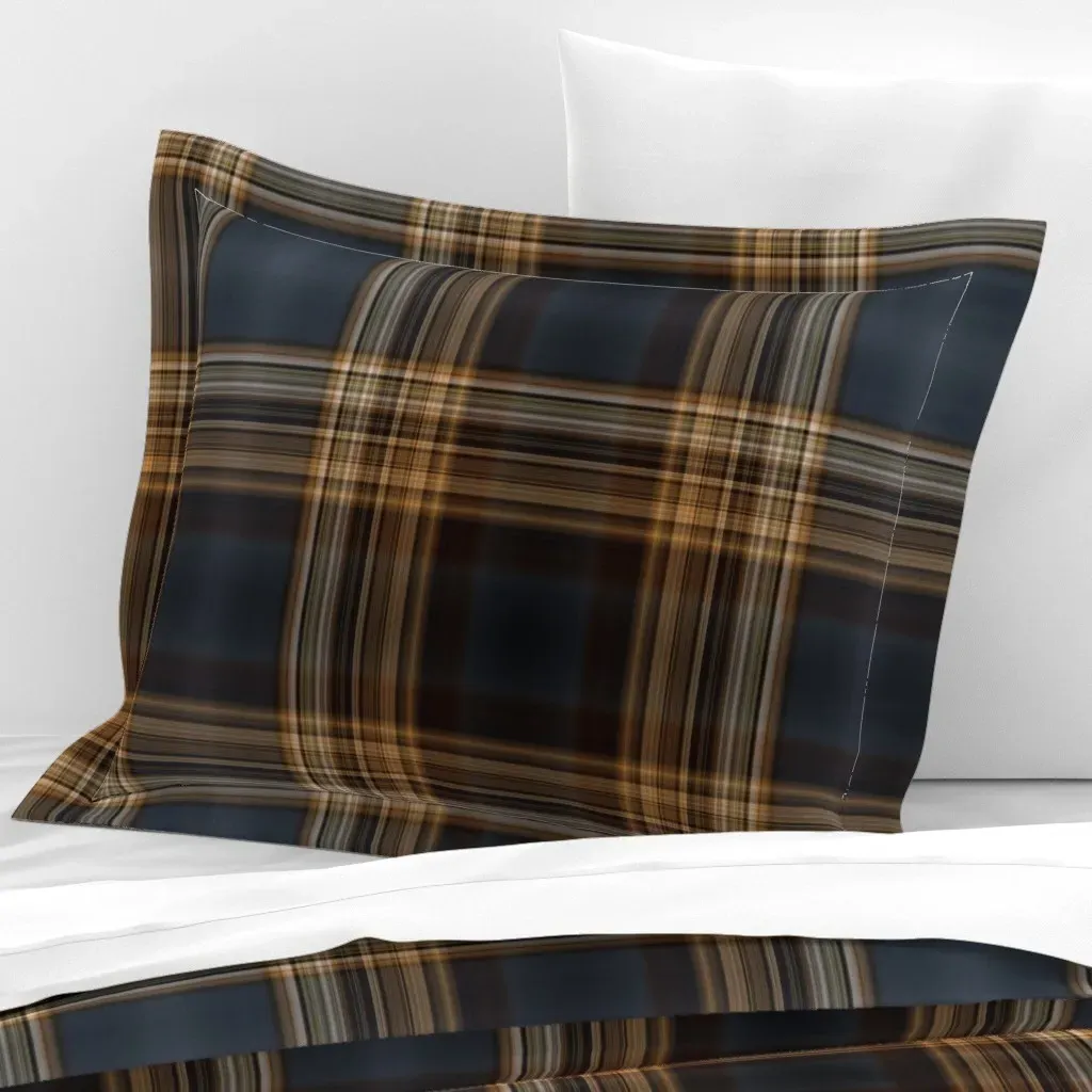 Fine Line Plaid Standard Flanged Pillow Sham - Dark Gray, Cotton Sateen product