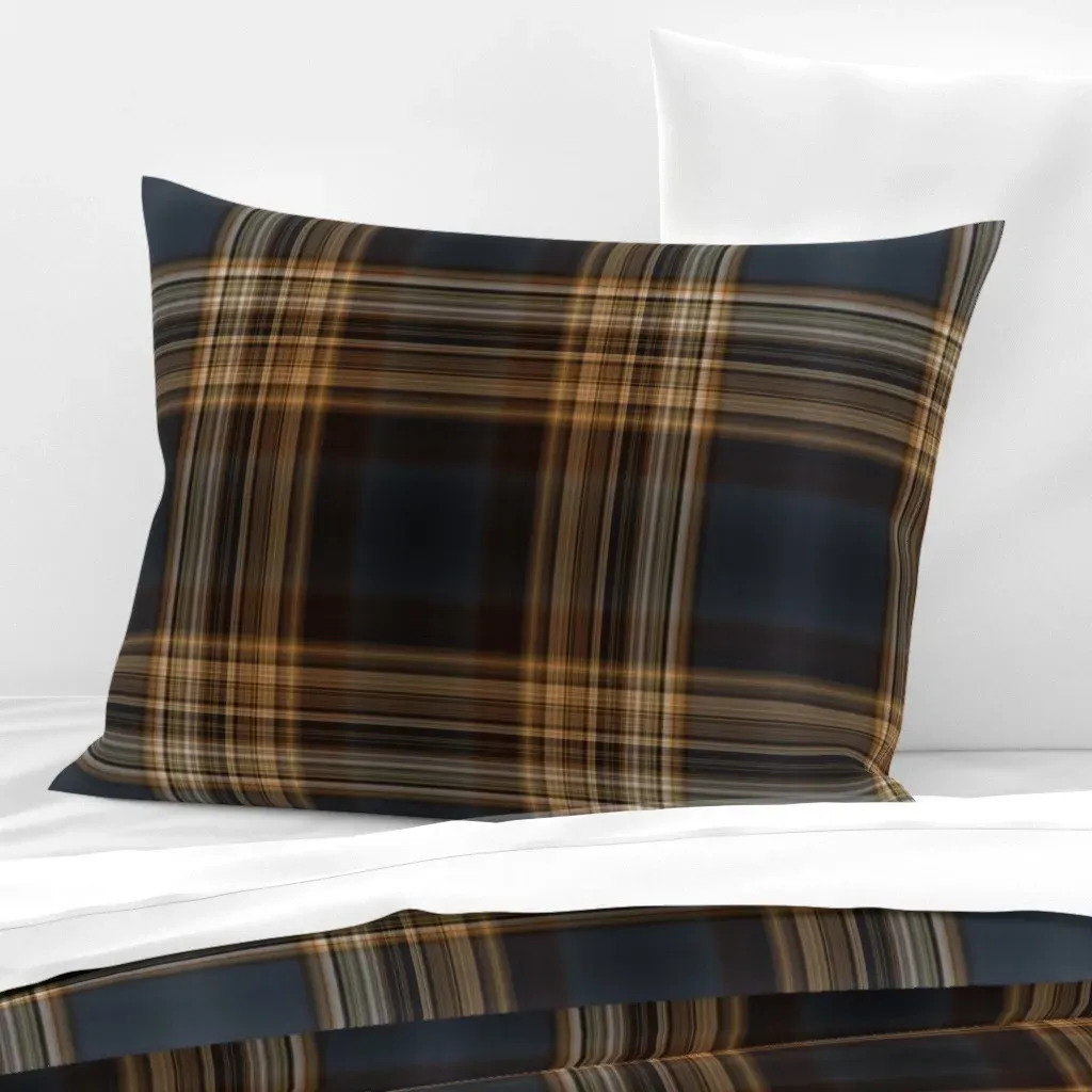 Fine Line Plaid Standard Knife Edge Cushion - Dark Blue, Cotton product