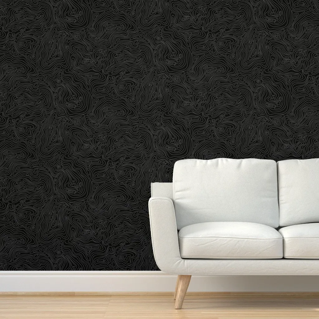 Fingerprint Of The Land Peel and Stick Wallpaper - White on Black product