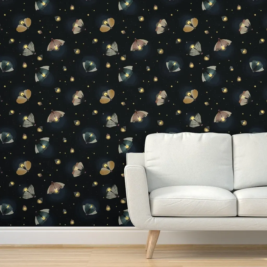 Fireflies In The Night Sky Peel and Stick Wallpaper - Dark Teal product