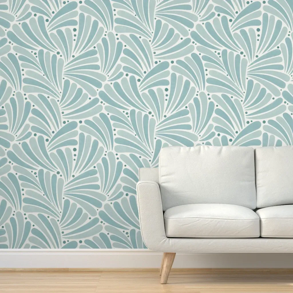 Fireworks Shapes Abstract Leaves Peel and Stick Wallpaper - Aqua product