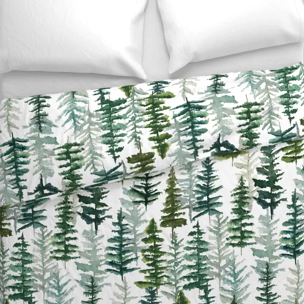 Firs And Pines Duvet Cover - Forest Green alternate view
