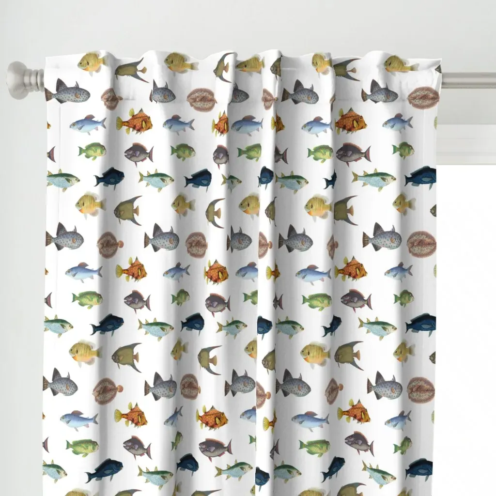 Fish And More Fish Curtain Panel - Blue alternate view