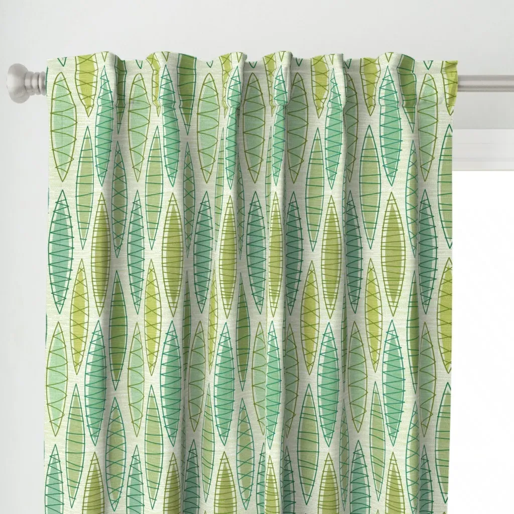 Fish Baskets Teal Curtain Panel - Green alternate view