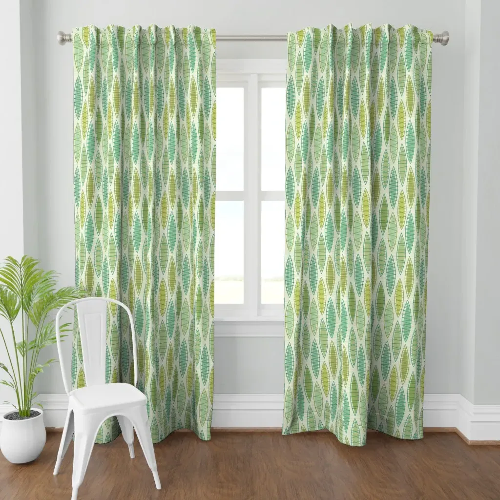Fish Baskets Teal Curtain Panel - Green product