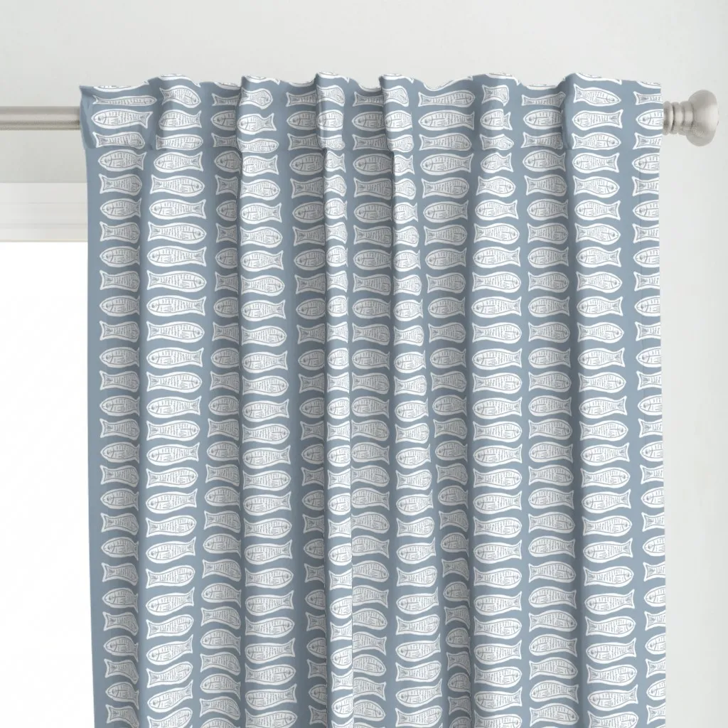 Fish Stripe Curtain Panel - Blue alternate view