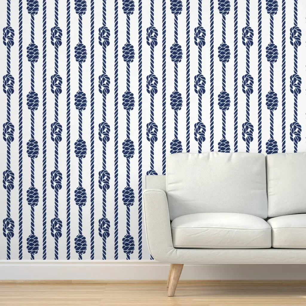 Fisherman Knotwork Peel and Stick Wallpaper - Indigo, White product