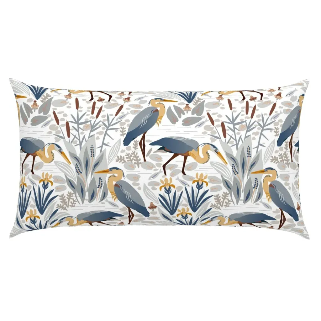 Fishing Heron And Irises King Pillow Sham - Blue product