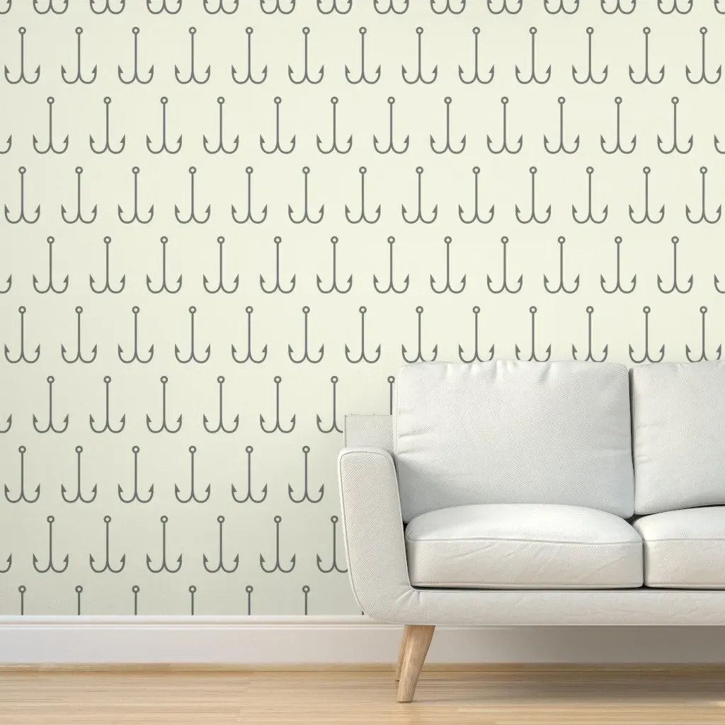 Fishing Lures & Hooks Peel and Stick Wallpaper - Green, Sage product