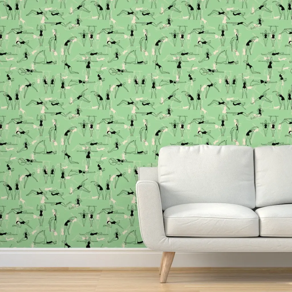 Fit And Trim Peel and Stick Wallpaper - Black, Mint Cream product