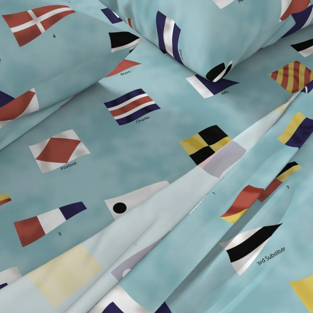 Flags-Sepia-Merged Twin Sheet Set - Light Blue alternate view