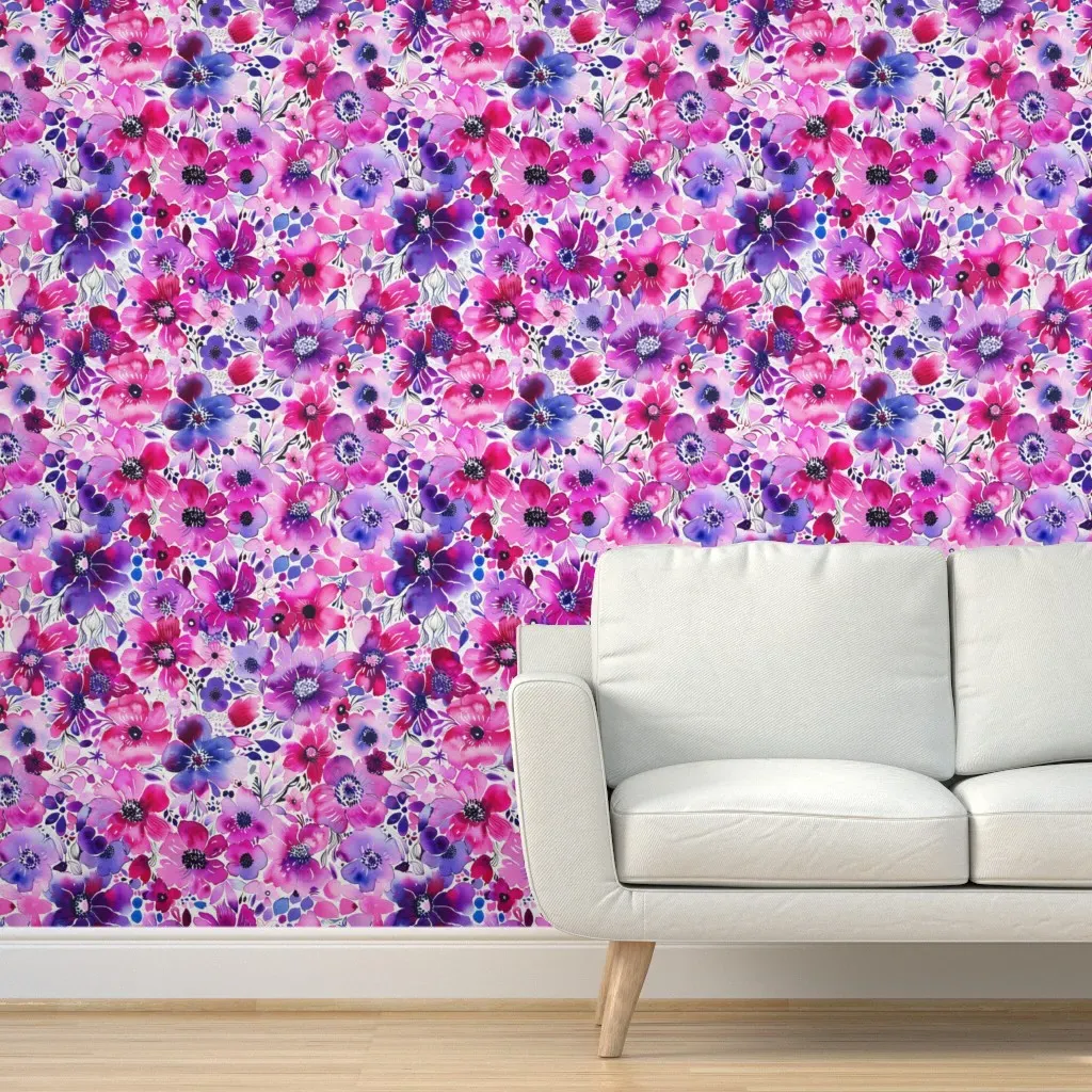 Flamboyant Flowers Large Scale Peel and Stick Wallpaper - Pink product