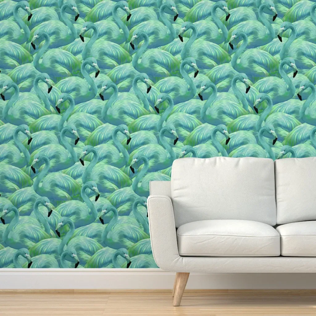 Flamingo Fever Peel and Stick Wallpaper - Blue, Green product
