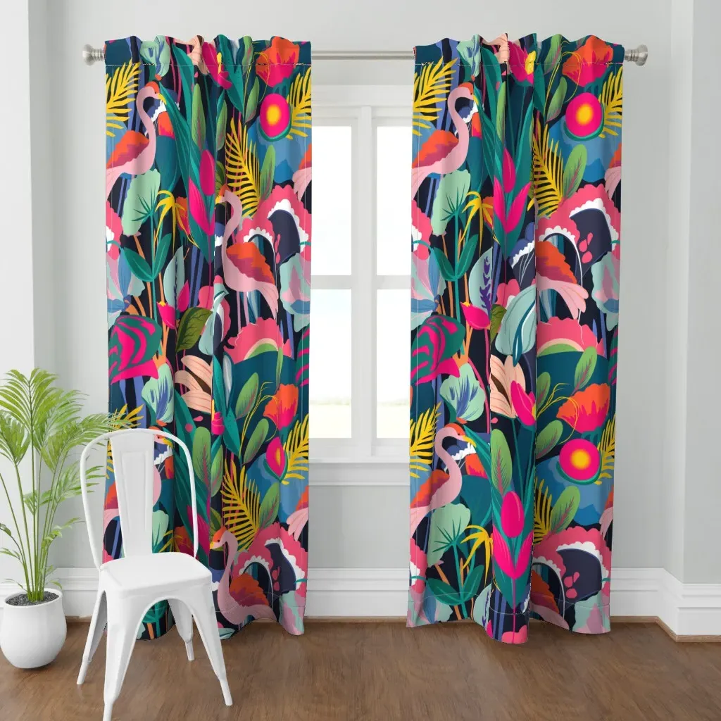 Flamingo Jungle Jumbo Curtain Panel - Pink product
