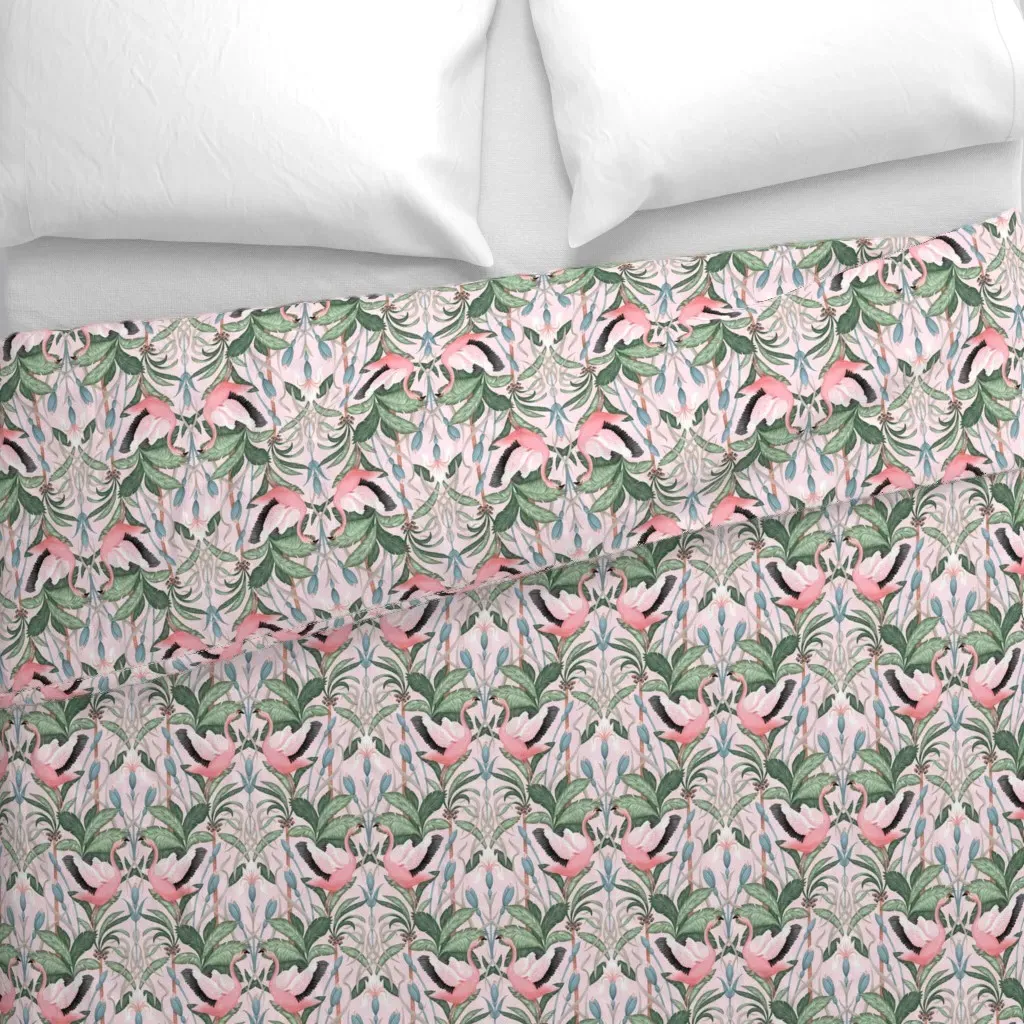 Flamingo Palm Nouveau Blush Duvet Cover - Pink alternate view