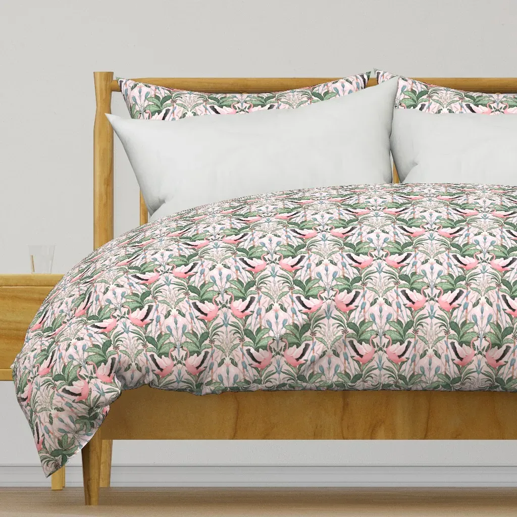 Flamingo Palm Nouveau Blush Duvet Cover - Pink product