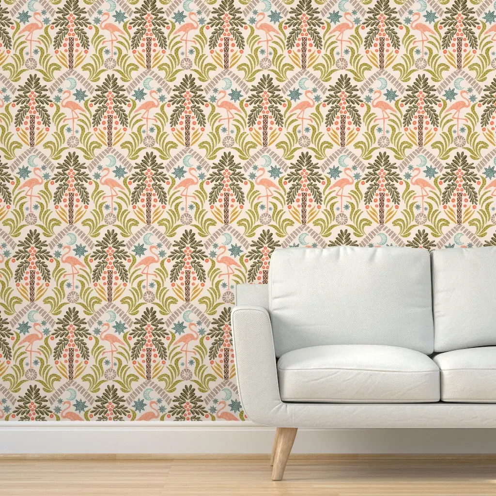 Flamingo & Palm Tree Peel and Stick Wallpaper - Pink product