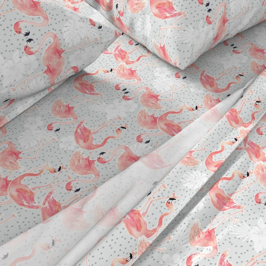 Flamingo Railroad Queen Sheet Set - Pink alternate view