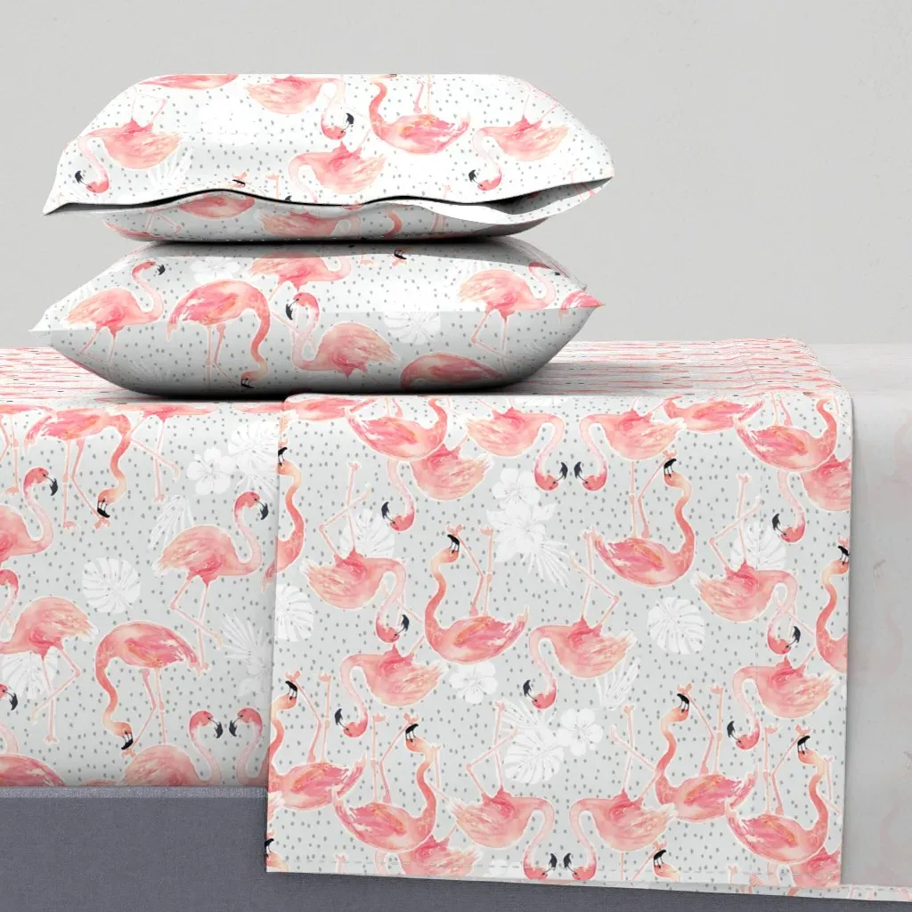 Flamingo Railroad Queen Sheet Set - Pink product