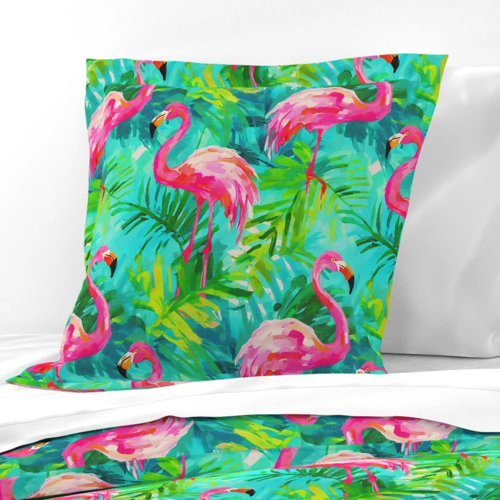 Flamingo Tropical Euro Pillow Sham - Pink product